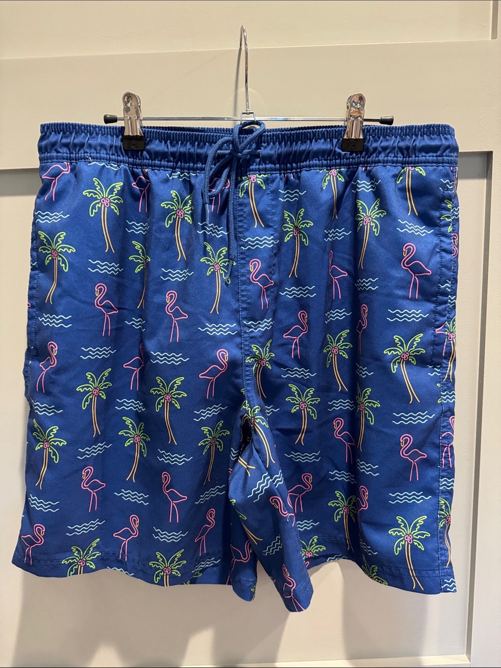 Sonoma Royal Blue Swim Trunks with Pink Flamingos & Green Palms